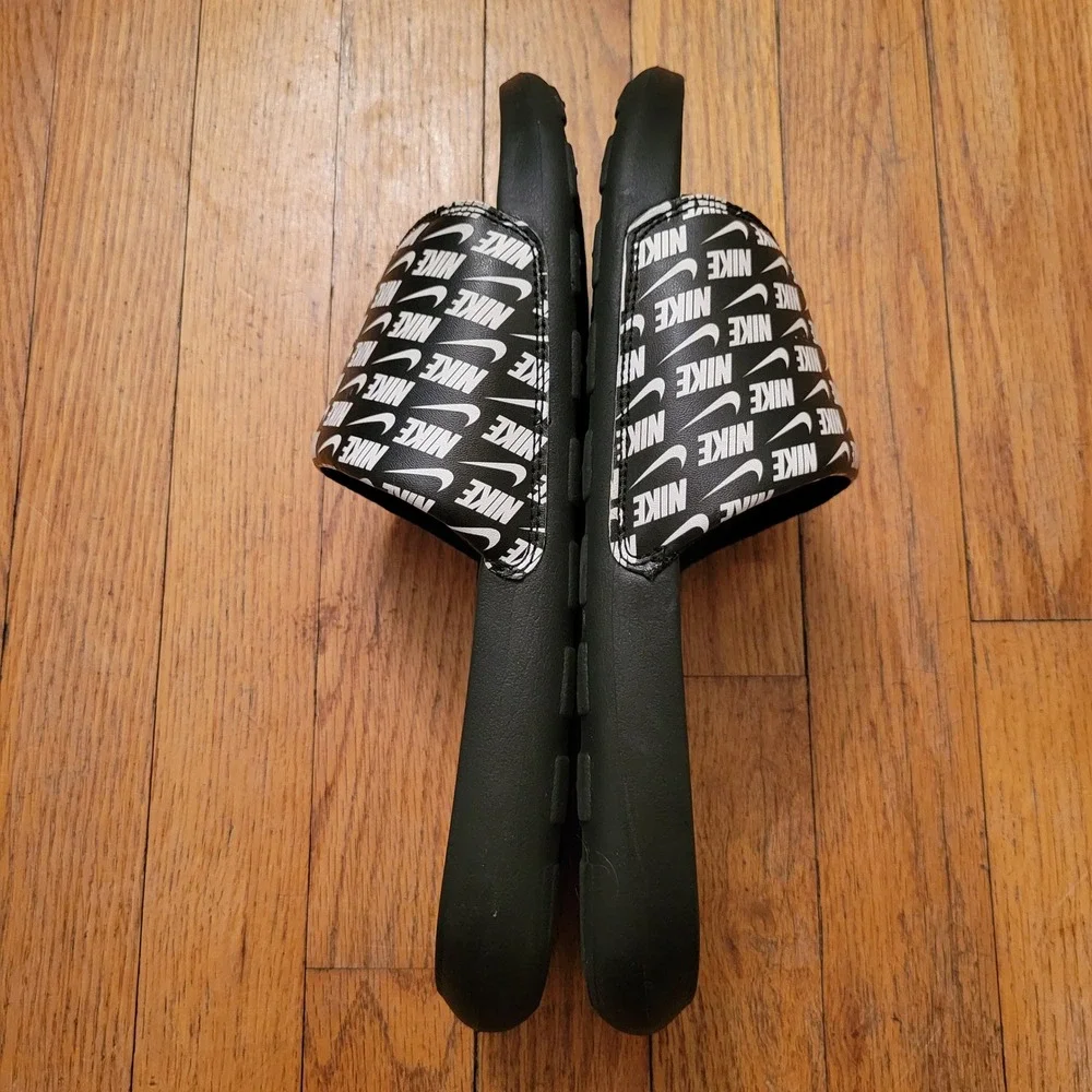 Nike Victori One Mens Slides Black White Logo Print Sandals 10 Lounge Comfort